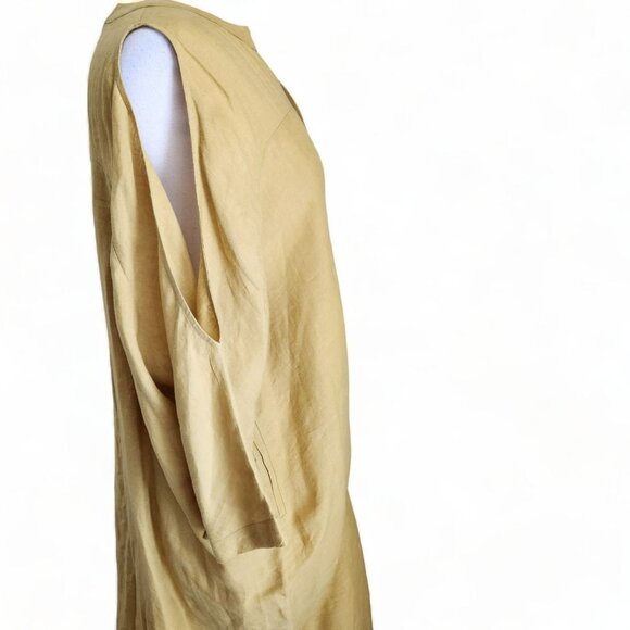 CALLAS MILANO SLEEVE POCKET MIDI DRESSES Linen Kaftan Mustard Yellow OS Kaftan - Picture 8 of 14